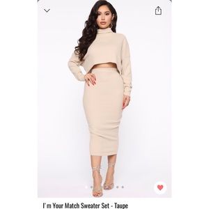 “I’m your match” 2 Piece Sweater Set- Taupe
